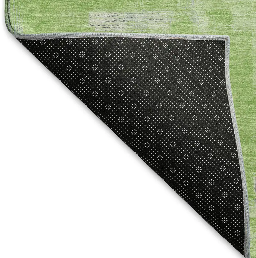 Artichoke Green Gray And Ivory Abstract Washable Area Rug With UV Protection Photo 6