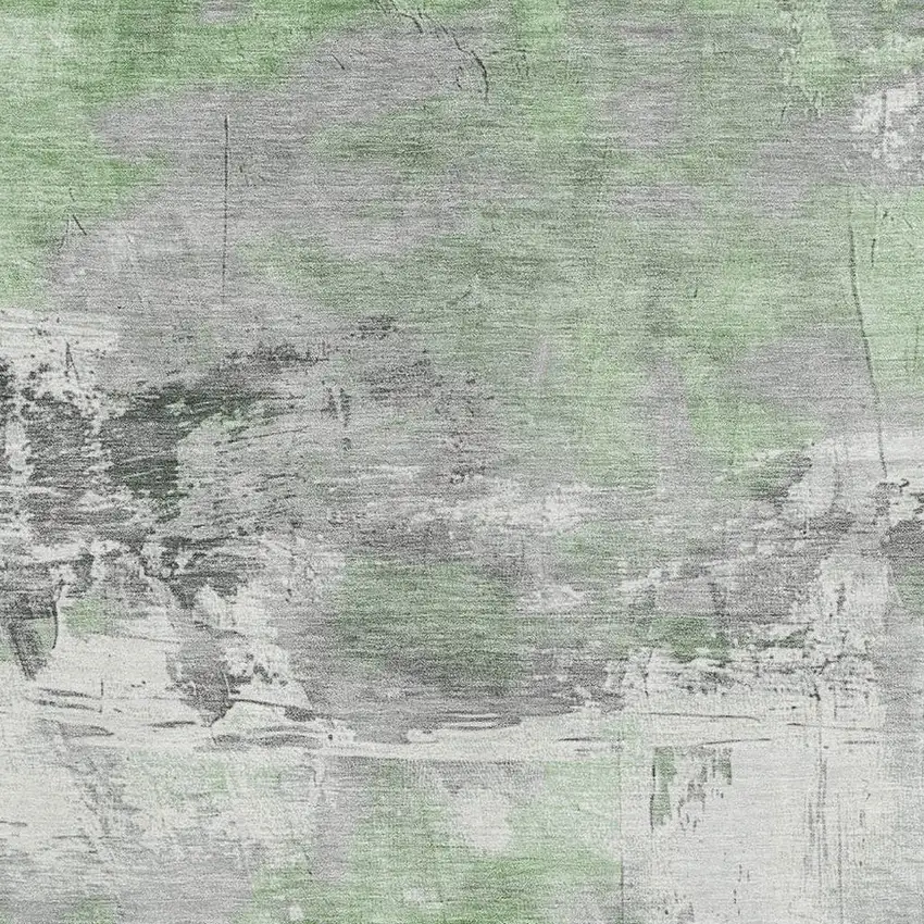 Artichoke Green Gray And Ivory Abstract Washable Area Rug With UV Protection Photo 2