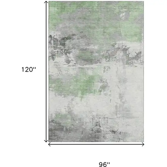 Artichoke Green Gray And Ivory Abstract Washable Area Rug With UV Protection Photo 9