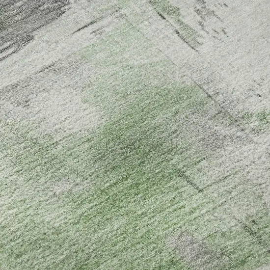 Artichoke Green Gray And Ivory Abstract Washable Area Rug With UV Protection Photo 9