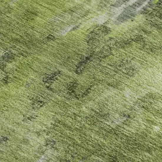 Artichoke Green Gray And Ivory Abstract Washable Area Rug With UV Protection Photo 3