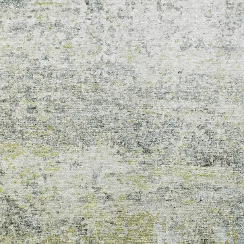 Artichoke Green Gray And Ivory Abstract Washable Indoor Outdoor Area Rug Photo 5