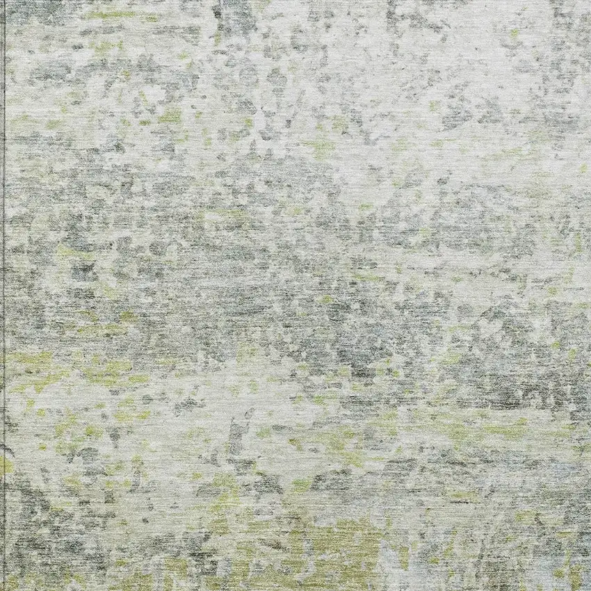 Artichoke Green Gray And Ivory Abstract Washable Indoor Outdoor Area Rug Photo 5