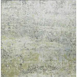 Photo of Artichoke Green Gray And Ivory Abstract Washable Indoor Outdoor Area Rug