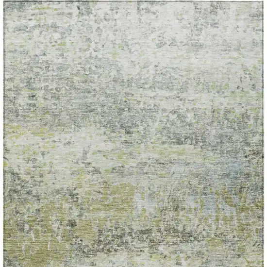 Artichoke Green Gray And Ivory Abstract Washable Indoor Outdoor Area Rug Photo 5