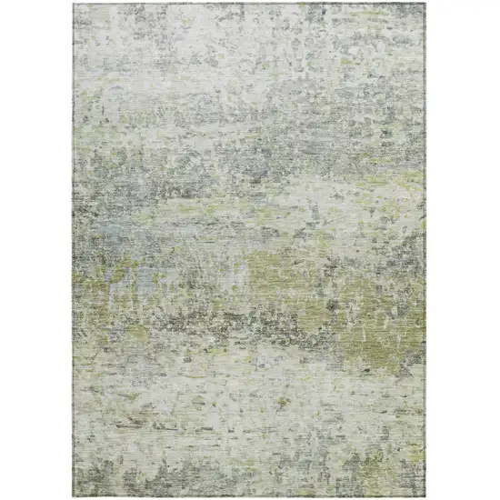 Artichoke Green Gray And Ivory Abstract Washable Indoor Outdoor Area Rug Photo 6