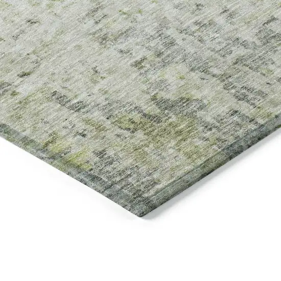 Artichoke Green Gray And Ivory Abstract Washable Indoor Outdoor Area Rug Photo 4
