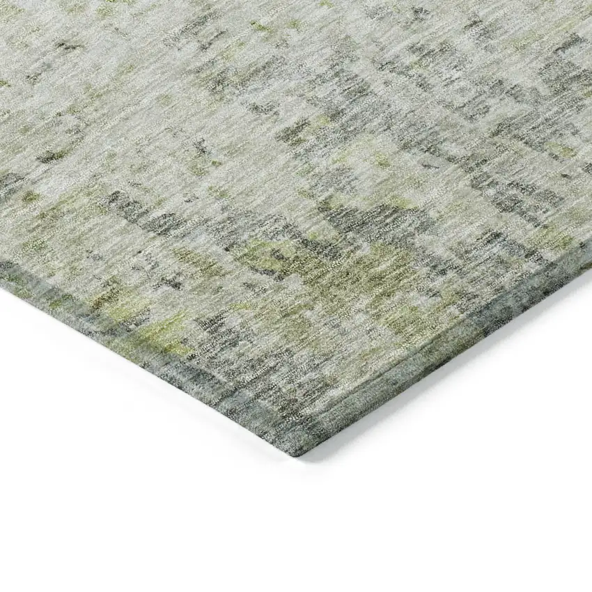 Artichoke Green Gray And Ivory Abstract Washable Indoor Outdoor Area Rug Photo 4