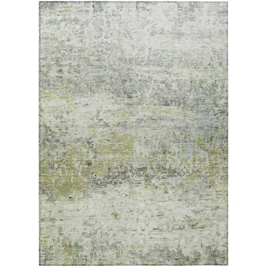 Artichoke Green Gray And Ivory Abstract Washable Indoor Outdoor Area Rug Photo 2