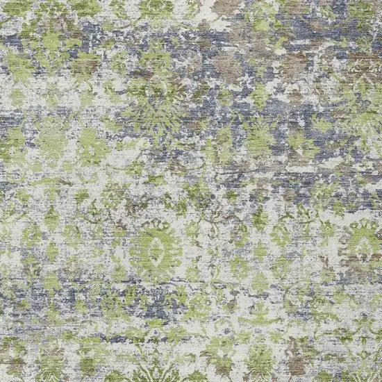Artichoke Green Gray And Ivory Abstract Washable Indoor Outdoor Area Rug Photo 5