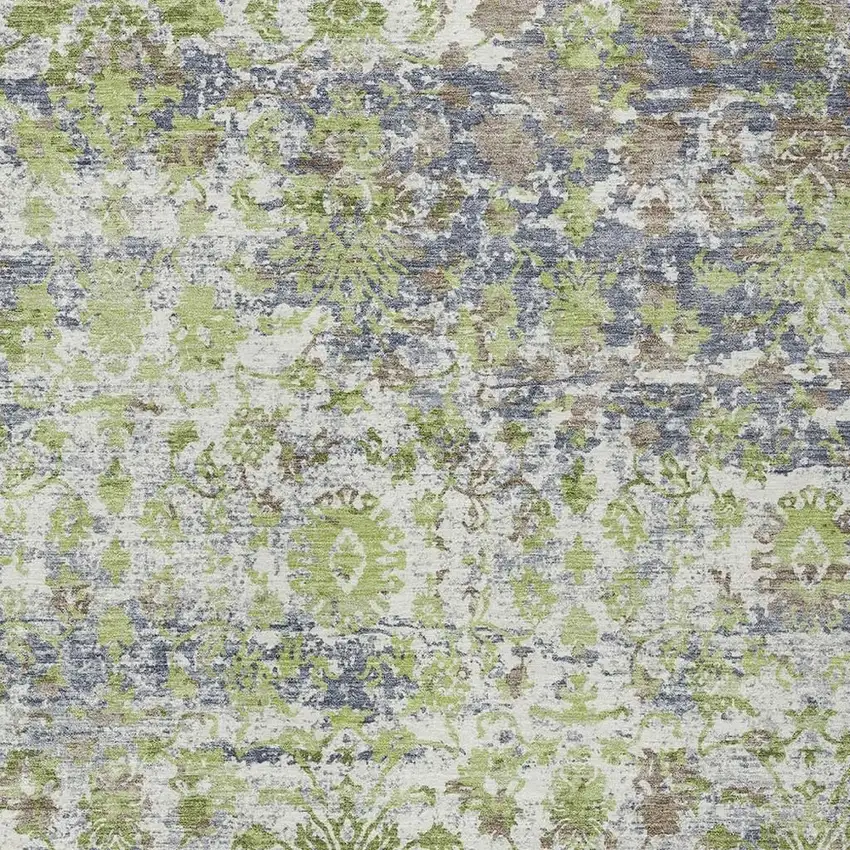 Artichoke Green Gray And Ivory Abstract Washable Indoor Outdoor Area Rug Photo 5