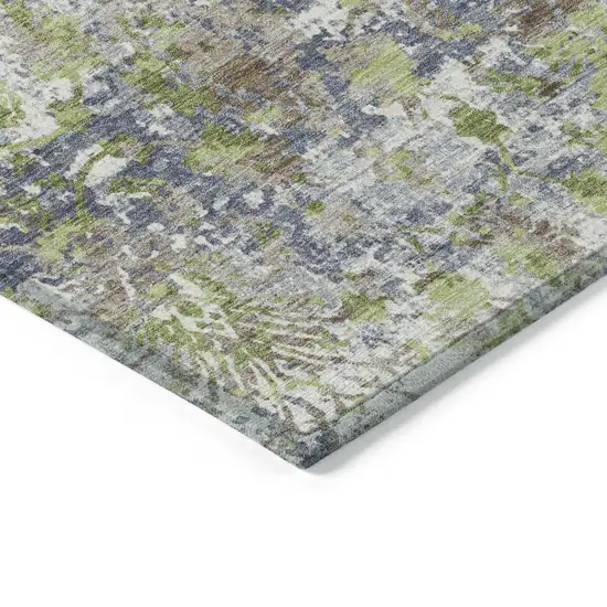 Artichoke Green Gray And Ivory Abstract Washable Indoor Outdoor Area Rug Photo 4