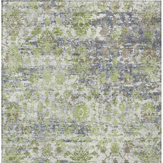 Artichoke Green Gray And Ivory Abstract Washable Indoor Outdoor Area Rug Photo 3