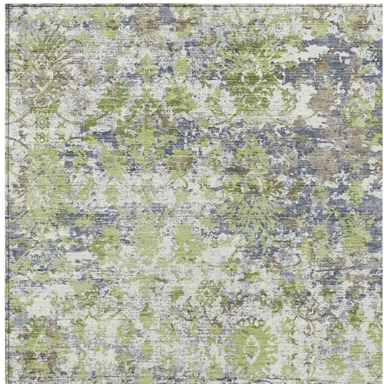 Artichoke Green Gray And Ivory Abstract Washable Indoor Outdoor Area Rug Photo 3