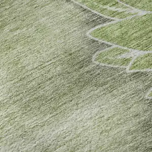 Photo of Artichoke Green Gray And Ivory Floral Washable Area Rug With UV Protection