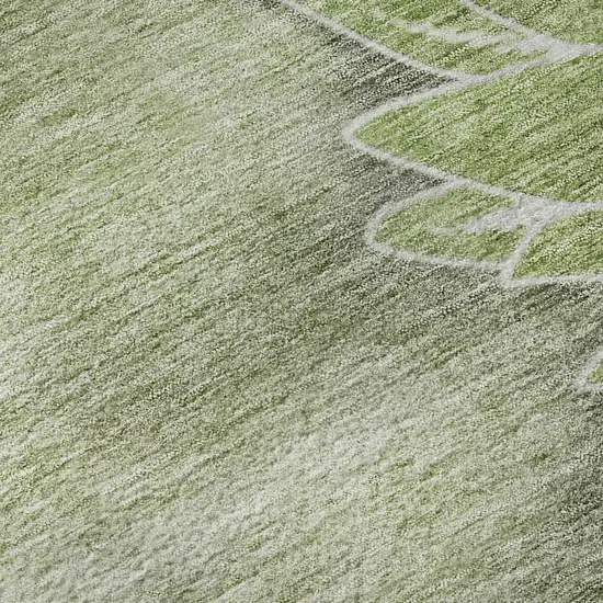 Artichoke Green Gray And Ivory Floral Washable Area Rug With UV Protection Photo 9