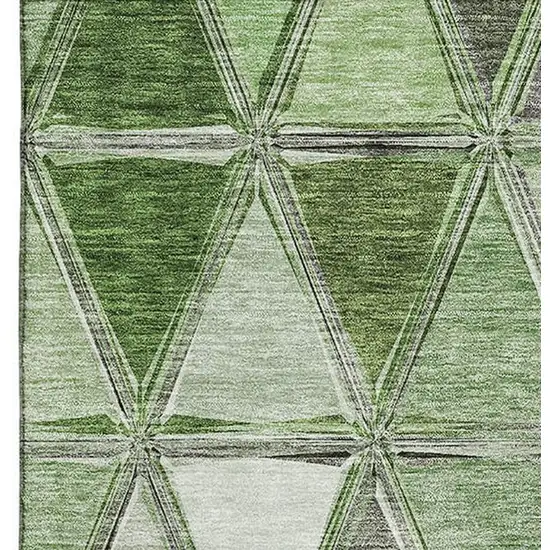 Artichoke Green Gray And Ivory Geometric Washable Area Rug With UV Protection Photo 3