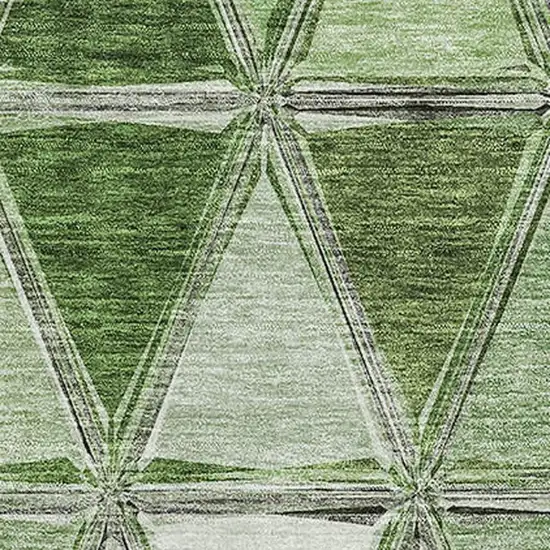 Artichoke Green Gray And Ivory Geometric Washable Area Rug With UV Protection Photo 2