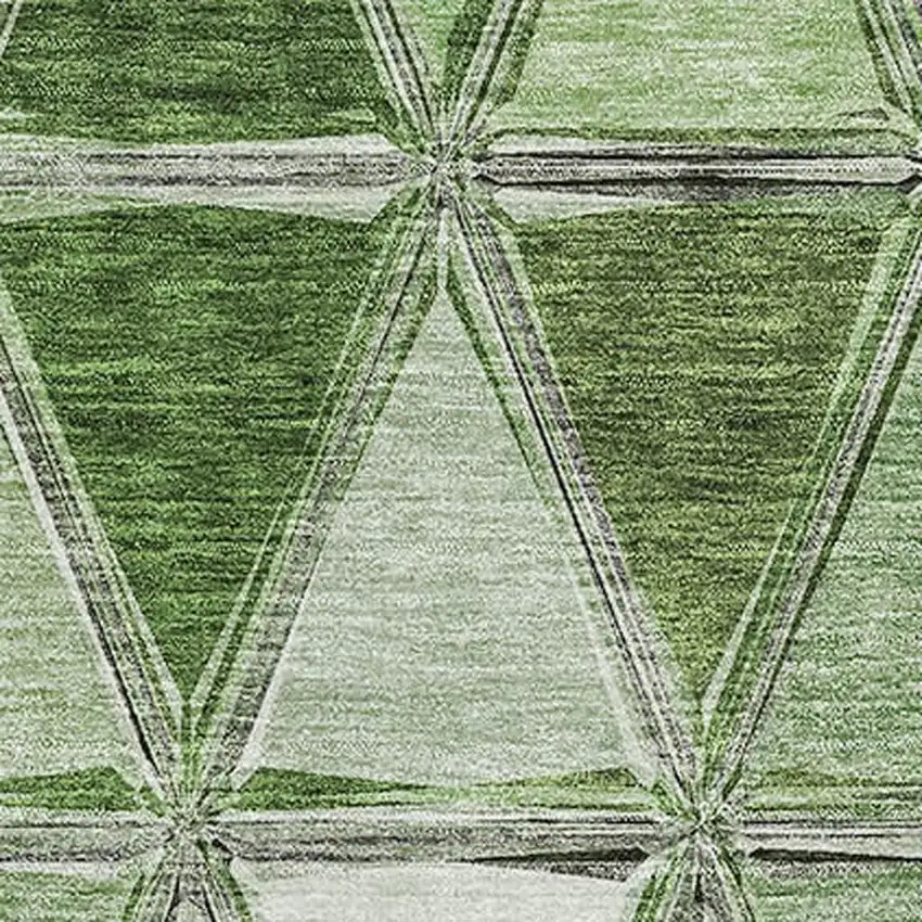 Artichoke Green Gray And Ivory Geometric Washable Area Rug With UV Protection Photo 2
