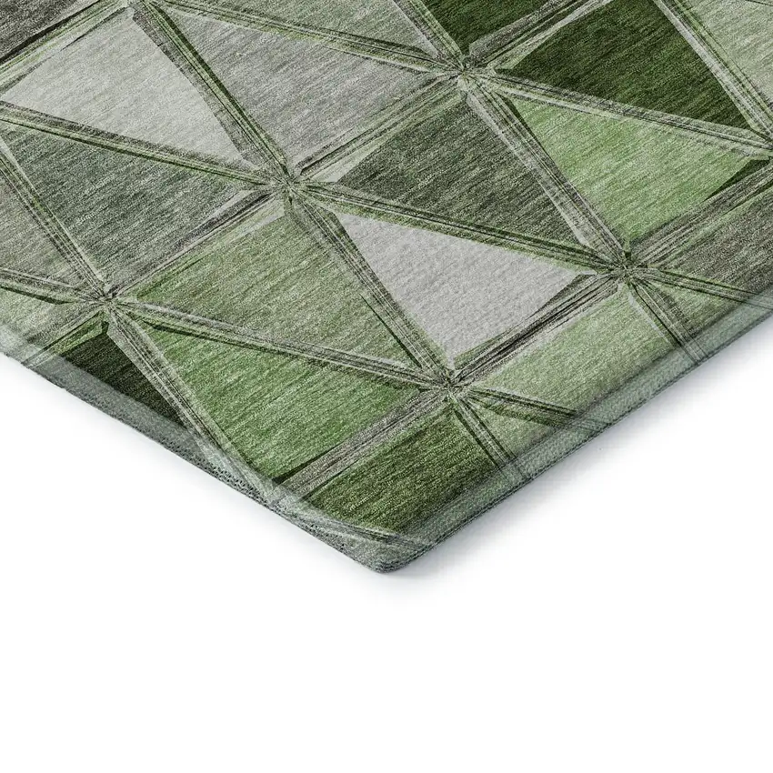 Artichoke Green Gray And Ivory Geometric Washable Area Rug With UV Protection Photo 7