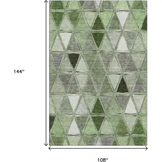 Artichoke Green Gray And Ivory Geometric Washable Area Rug With UV Protection Photo 3