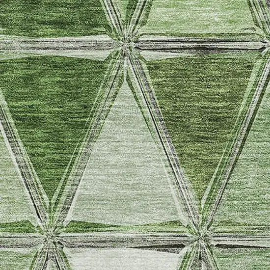 Artichoke Green Gray And Ivory Geometric Washable Area Rug With UV Protection Photo 2