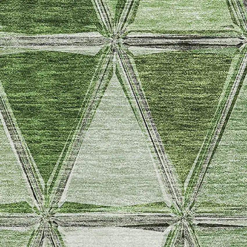 Artichoke Green Gray And Ivory Geometric Washable Area Rug With UV Protection Photo 2