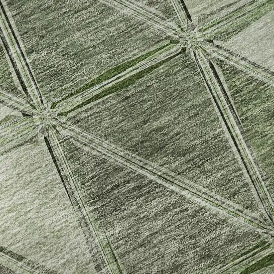 Artichoke Green Gray And Ivory Geometric Washable Area Rug With UV Protection Photo 9