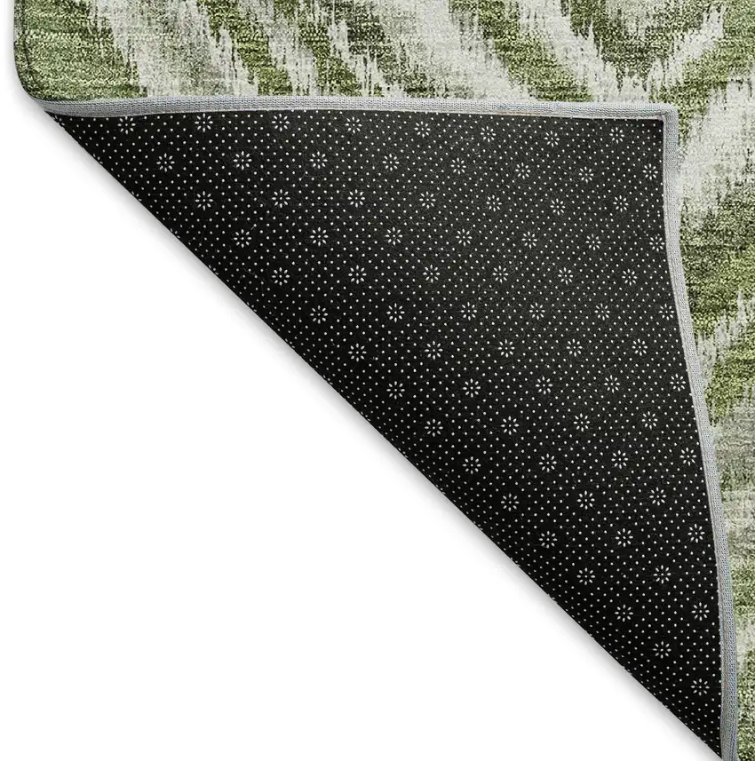 Artichoke Green Gray And Ivory Geometric Washable Area Rug With UV Protection Photo 7