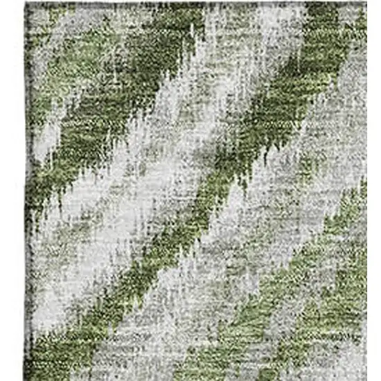 Artichoke Green Gray And Ivory Geometric Washable Area Rug With UV Protection Photo 3