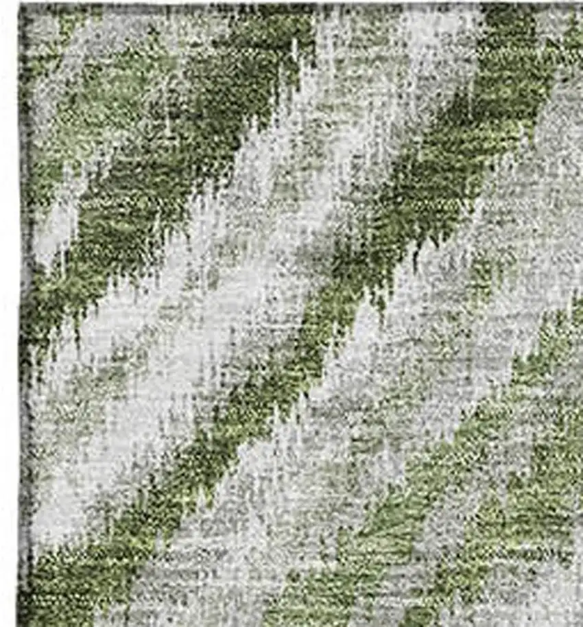 Artichoke Green Gray And Ivory Geometric Washable Area Rug With UV Protection Photo 3