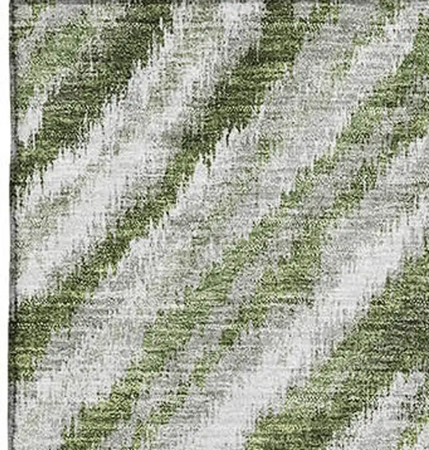 Artichoke Green Gray And Ivory Geometric Washable Area Rug With UV Protection Photo 4