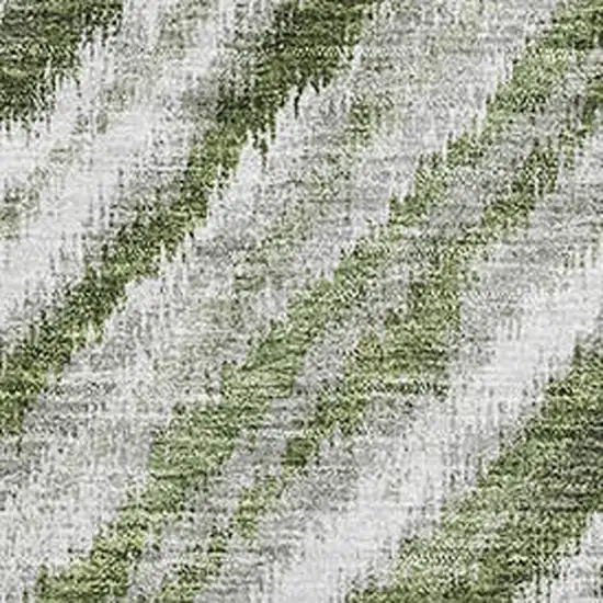 Artichoke Green Gray And Ivory Geometric Washable Area Rug With UV Protection Photo 3