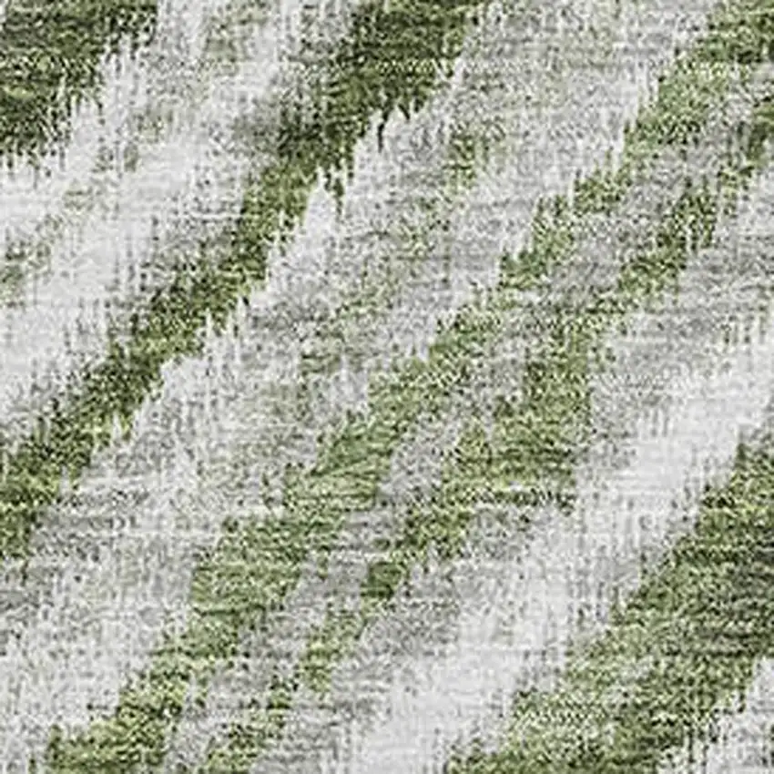 Artichoke Green Gray And Ivory Geometric Washable Area Rug With UV Protection Photo 3