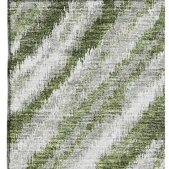 Artichoke Green Gray And Ivory Geometric Washable Area Rug With UV Protection Photo 4