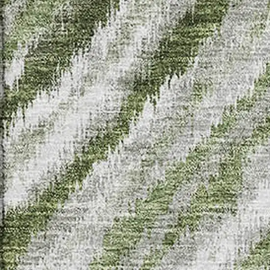 Artichoke Green Gray And Ivory Geometric Washable Area Rug With UV Protection Photo 3