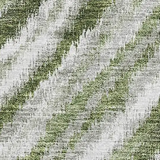 Artichoke Green Gray And Ivory Geometric Washable Area Rug With UV Protection Photo 3