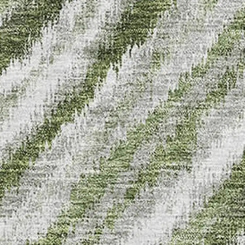 Artichoke Green Gray And Ivory Geometric Washable Area Rug With UV Protection Photo 3