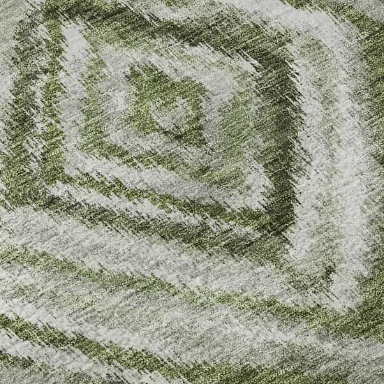 Artichoke Green Gray And Ivory Geometric Washable Area Rug With UV Protection Photo 9