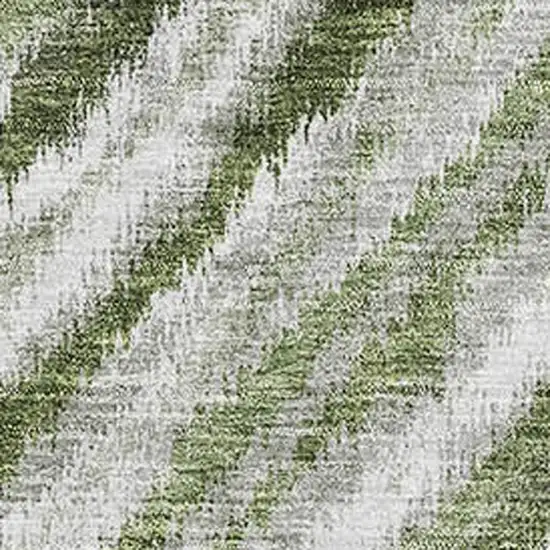 Artichoke Green Gray And Ivory Geometric Washable Area Rug With UV Protection Photo 3