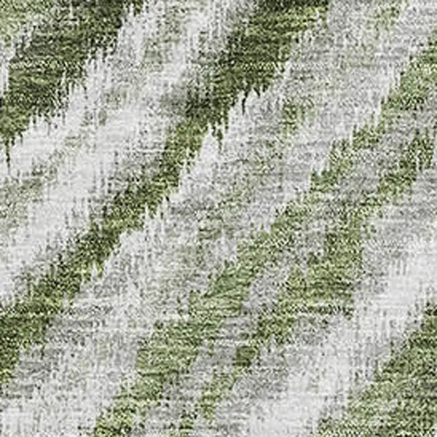 Artichoke Green Gray And Ivory Geometric Washable Area Rug With UV Protection Photo 3