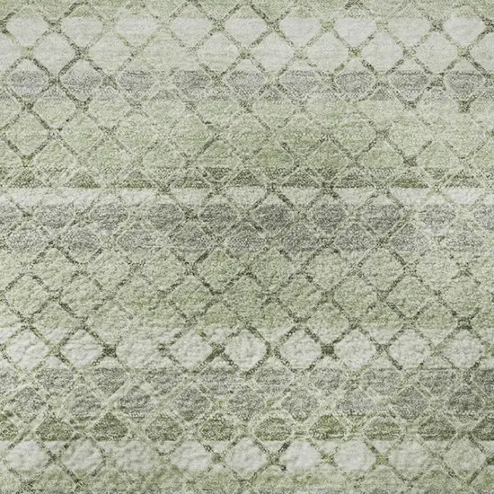 Artichoke Green Gray And Ivory Geometric Washable Area Rug With UV Protection Photo 8