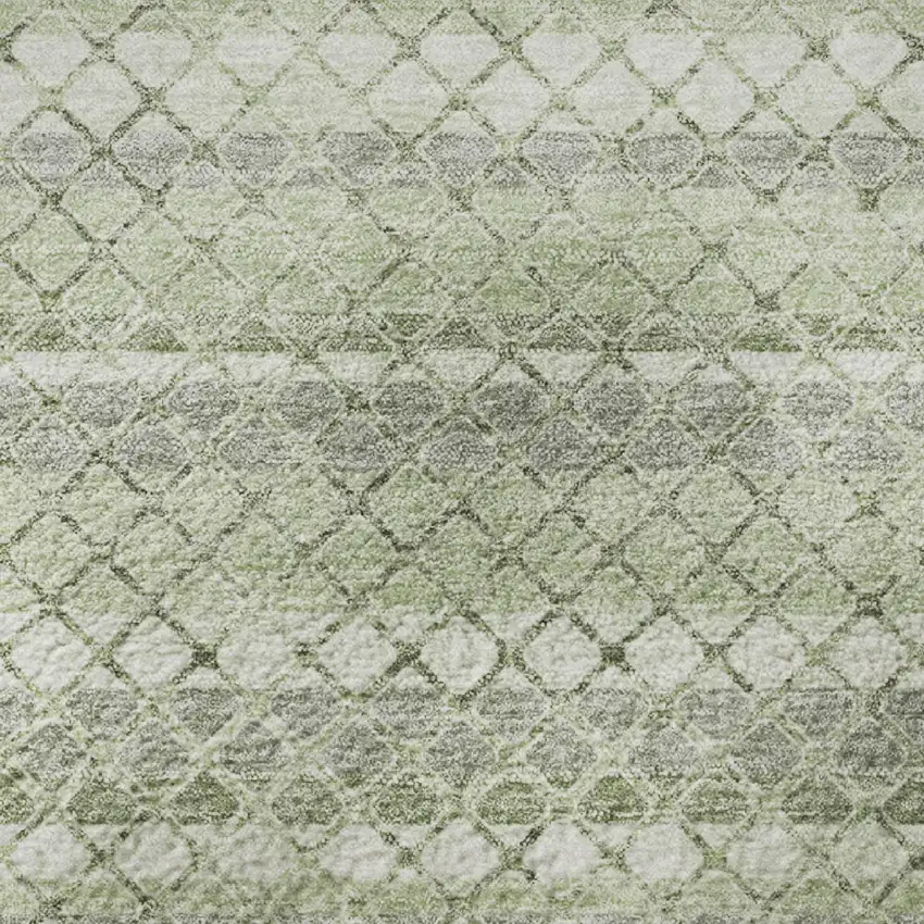 Artichoke Green Gray And Ivory Geometric Washable Area Rug With UV Protection Photo 8