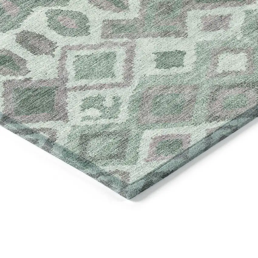 Artichoke Green Gray And Ivory Geometric Washable Indoor Outdoor Area Rug Photo 5