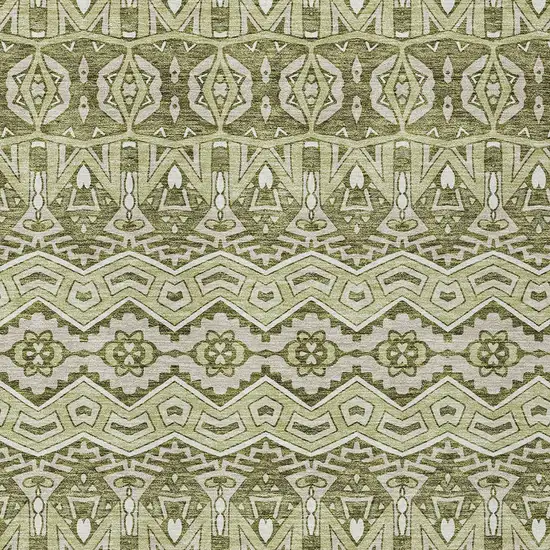 Artichoke Green Gray And Ivory Moroccan Washable Indoor Outdoor Area Rug Photo 6