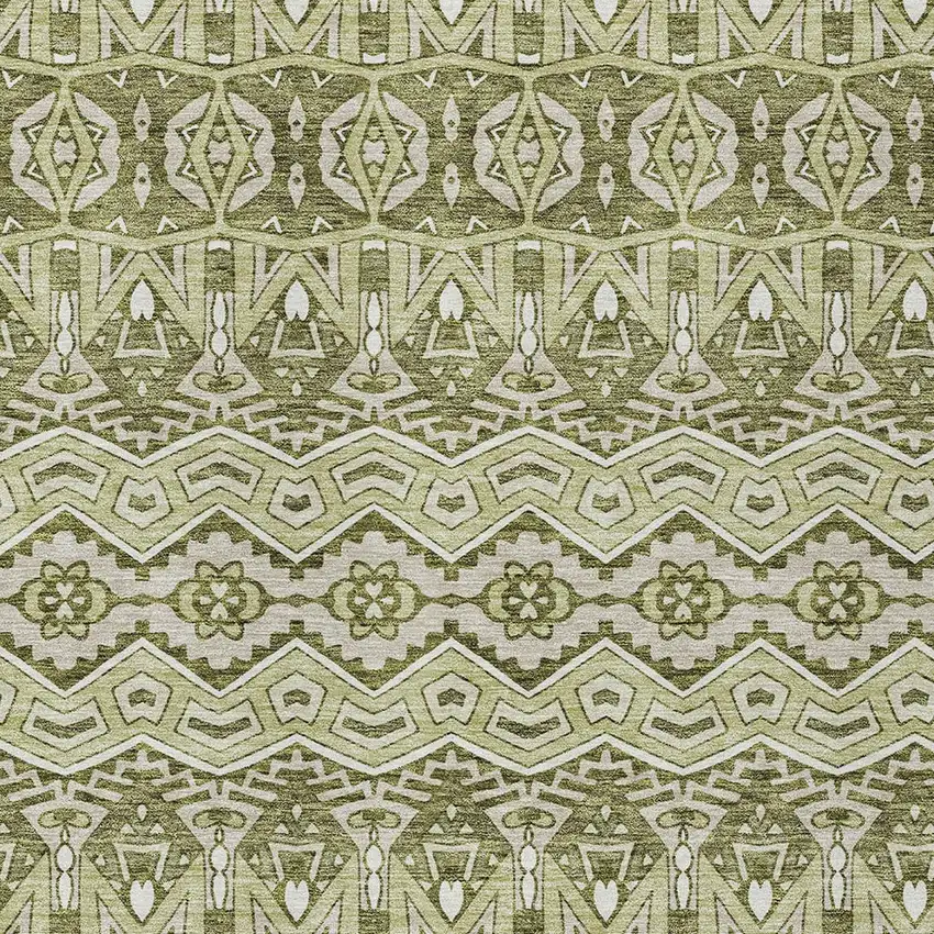 Artichoke Green Gray And Ivory Moroccan Washable Indoor Outdoor Area Rug Photo 6