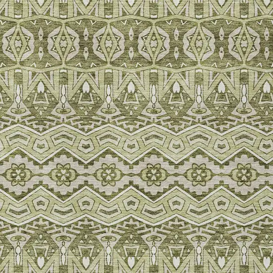 Artichoke Green Gray And Ivory Moroccan Washable Indoor Outdoor Area Rug Photo 6