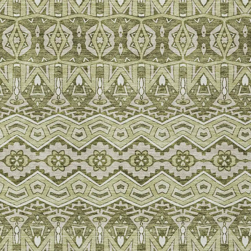 Artichoke Green Gray And Ivory Moroccan Washable Indoor Outdoor Area Rug Photo 6