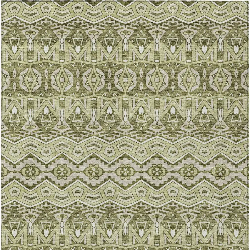 Artichoke Green Gray And Ivory Moroccan Washable Indoor Outdoor Area Rug Photo 7