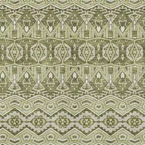 Photo of Artichoke Green Gray And Ivory Moroccan Washable Indoor Outdoor Area Rug